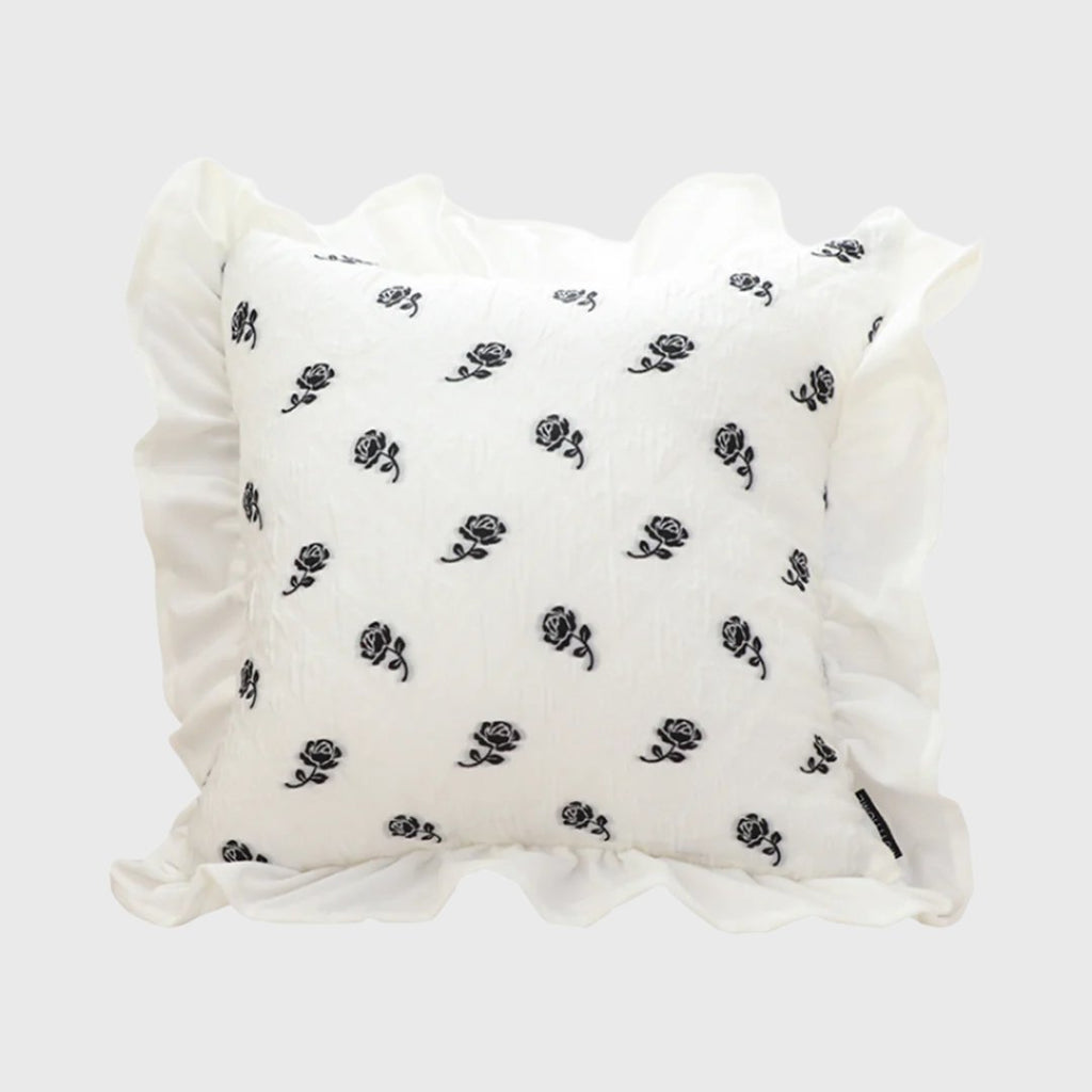 45cm Throw Pillow  White Ruffled Square