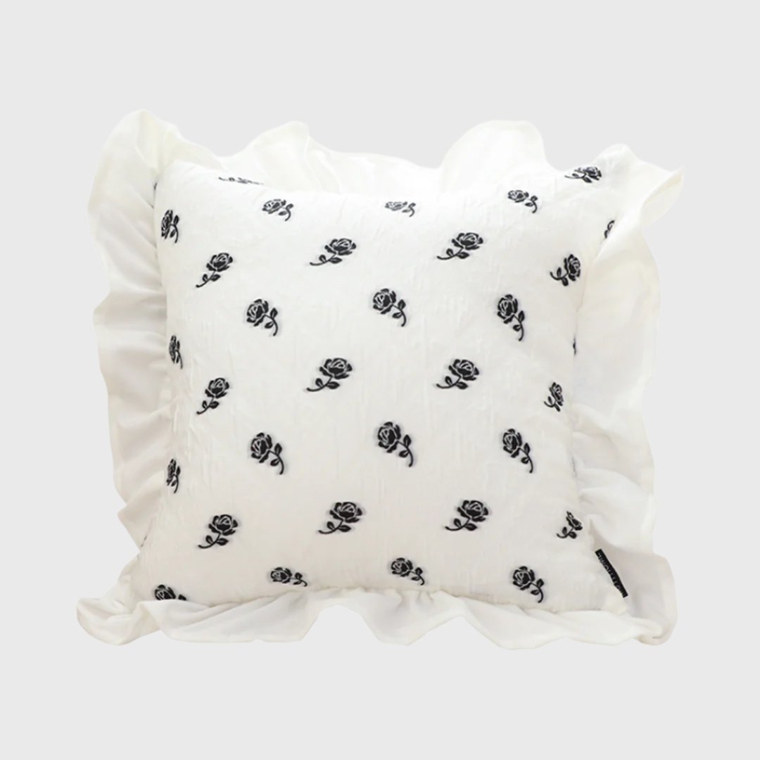 45cm Throw Pillow  White Ruffled Square