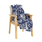 SOGA Deep Blue Cat Floral Print Throw Blanket 160x200cm Polyester