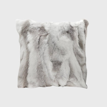 45cm Throw Pillow Floral Gray Rabbit Fur Square