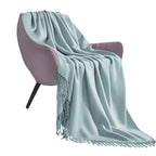 Grey Acrylic Knitted Throw Blanket