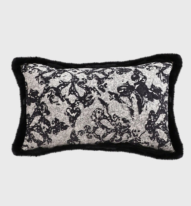 SOGA 30cm Vintage Black Pillowcase Set Black Herringbone Pattern Lumbar Throw Pillow