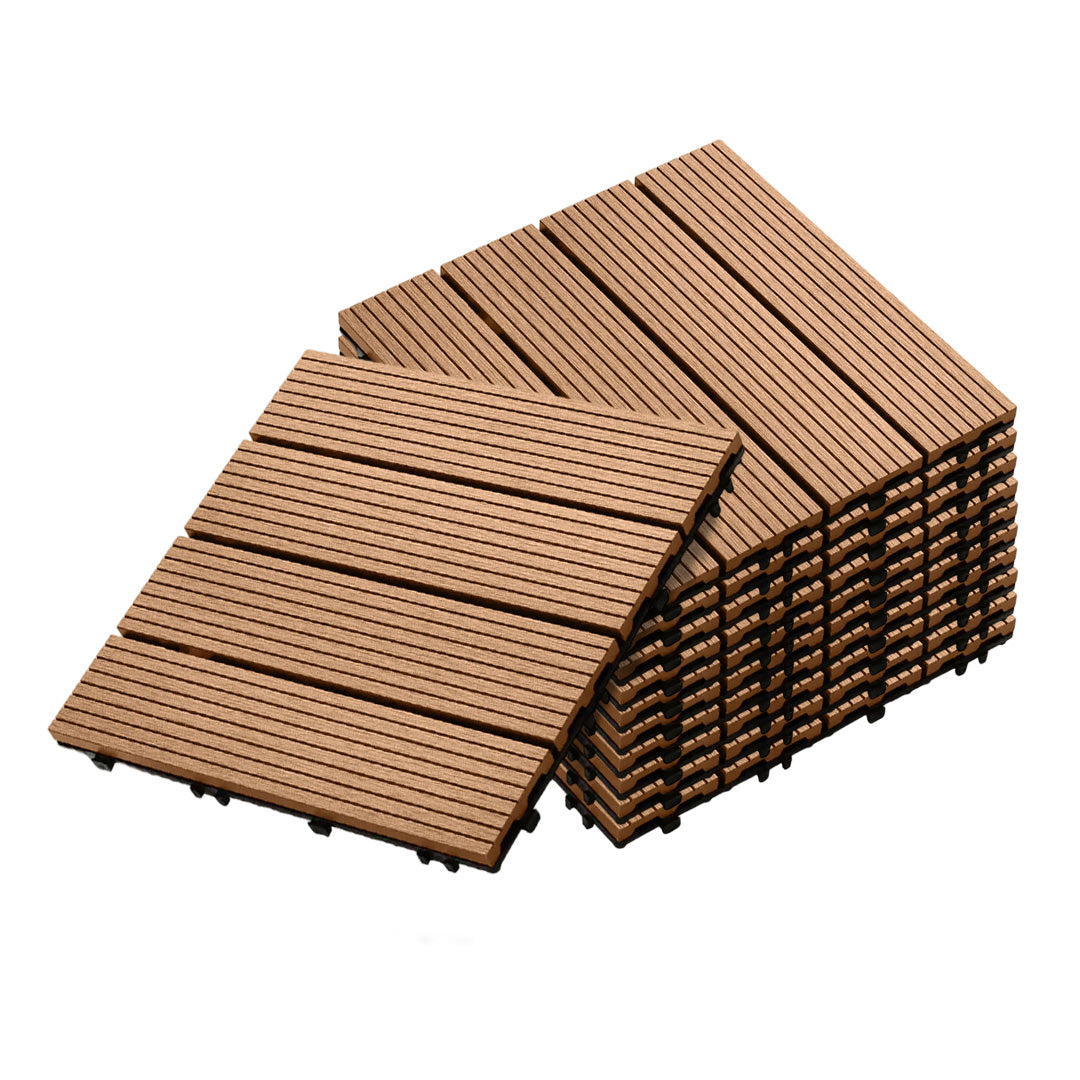 Coffee DIY Wooden Composite Decking Tiles  Set of 11