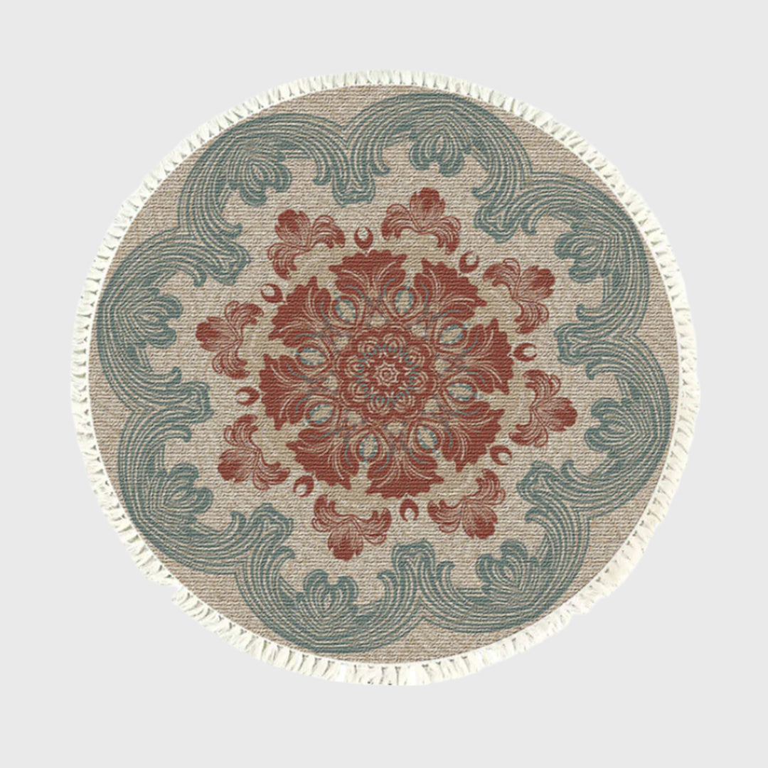 SOGA 90cm Mandala Round Rug Boho Design Hippie Area Rug Anti-slip Doormat Home Decor