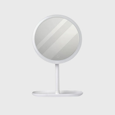 SOGA 26cm White Round Smart LED Makeup Bedroom Table Vanity Mirror Tricolor Adjustable Light