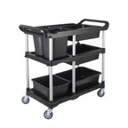 SOGA Black 3-Tier Kitchen Utility Trolley Cart with 5 Buckets