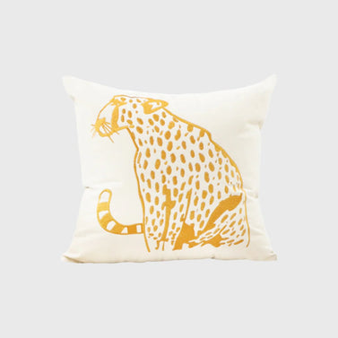 45cm Throw Pillow White Light Luxury with Golden Leopard Design