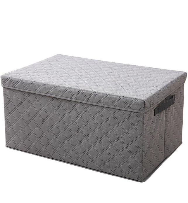 SOGA Small Grey Non-Woven Diamond Quilt Grid Fabric Storage/Organizer Box