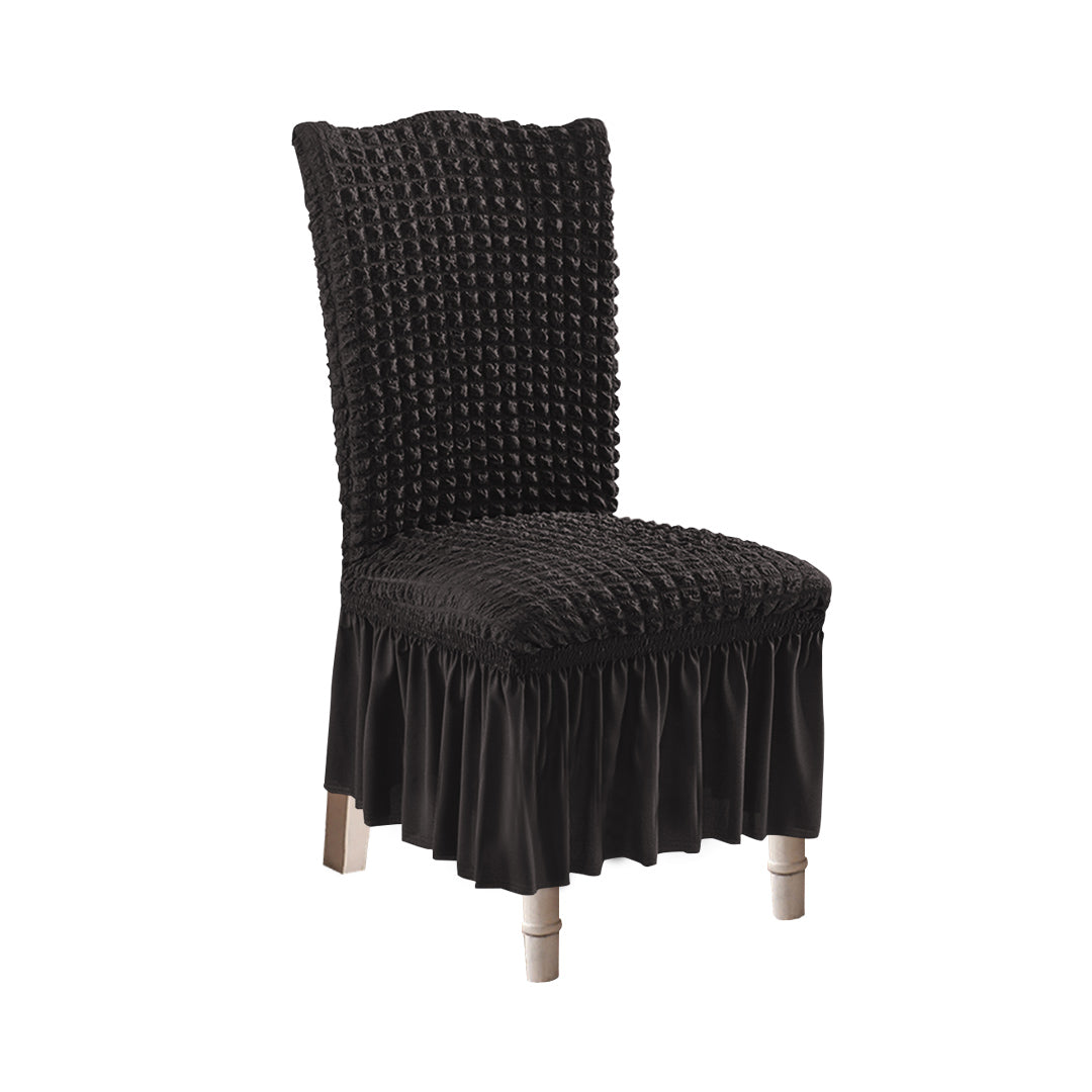 Black Chair Cover Seat Protector with Ruffle Skirt