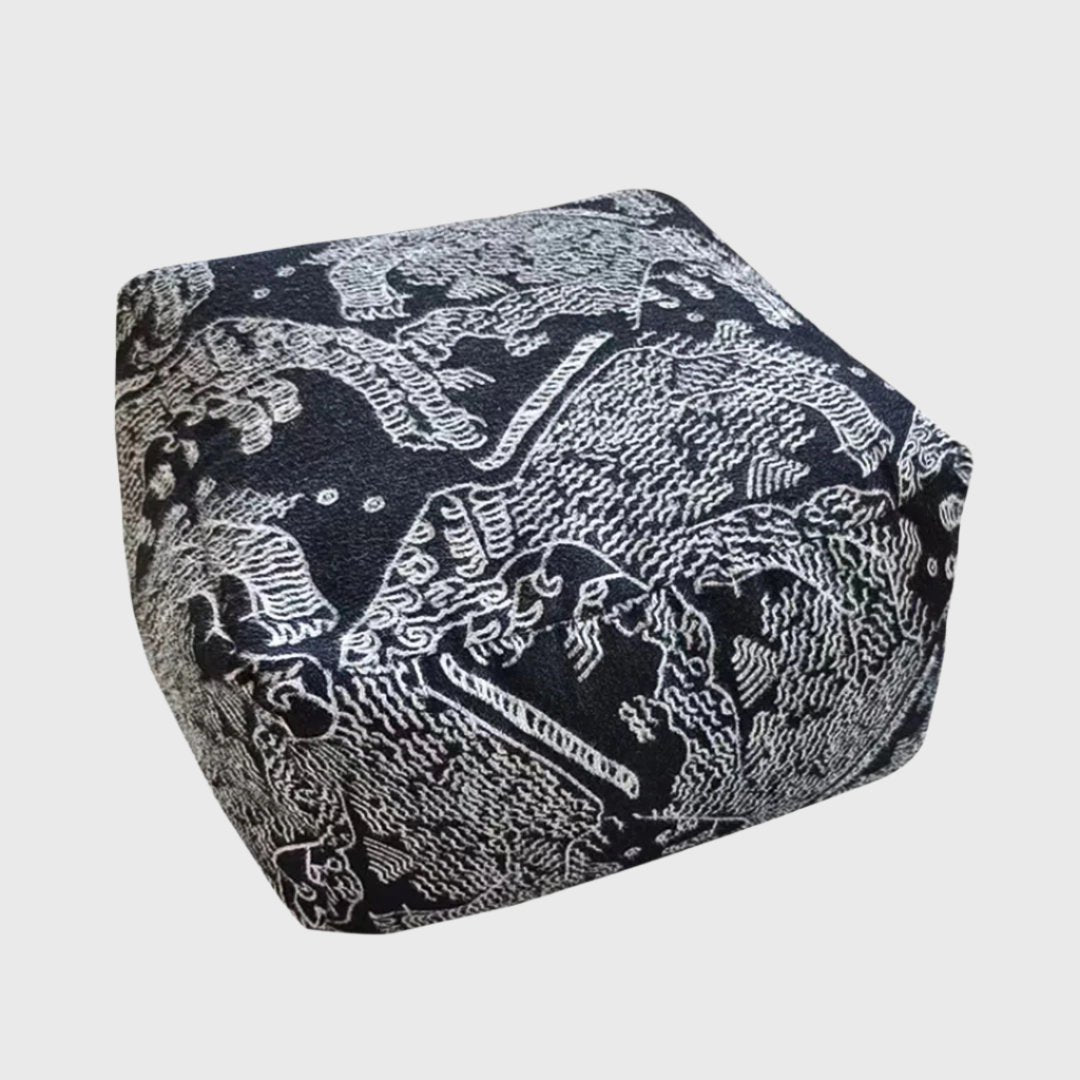 55x30cm Black Squared Soft Pouffe Seat Cushion Elegant Home