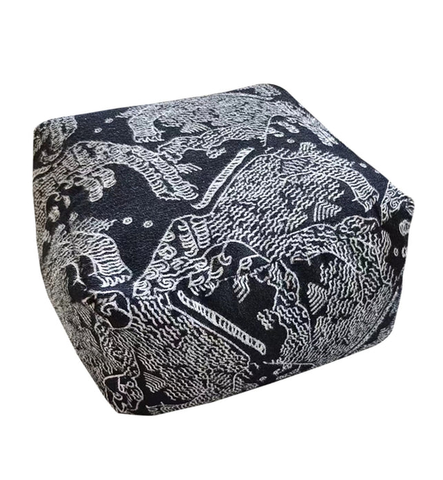 SOGA 55x30cm Black Squared Soft Pouffe Seat Cushion Elegant Home Accent Décor Stylish Footstool