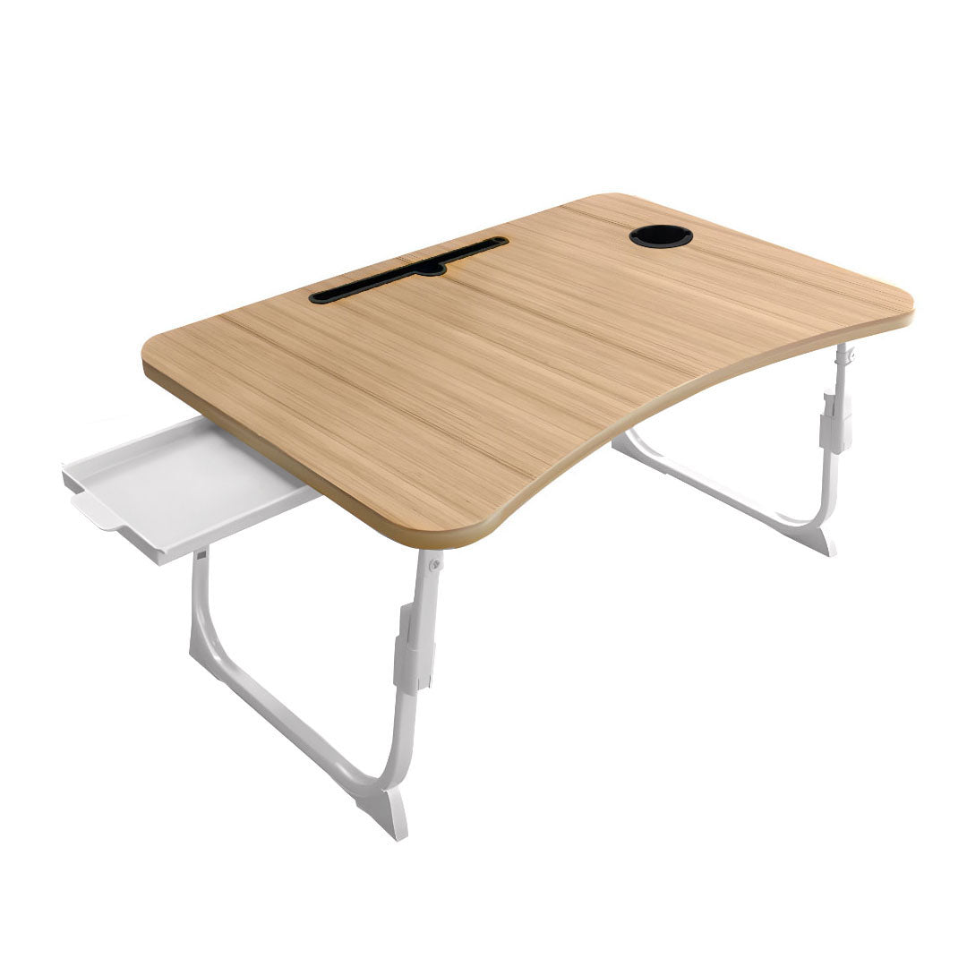 Oak Portable Bed Table With Cup-Holder