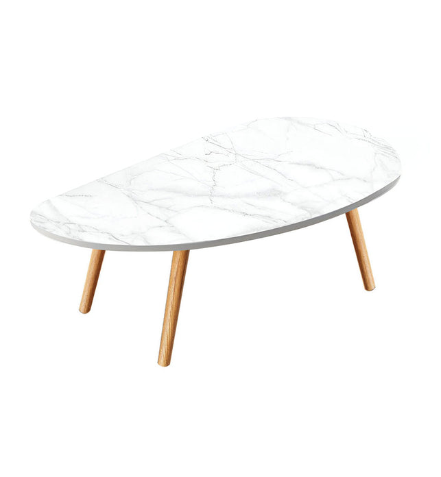 SOGA 80x40cm White Stone Pattern Living Room Nordic  Coffee Table Modern Style