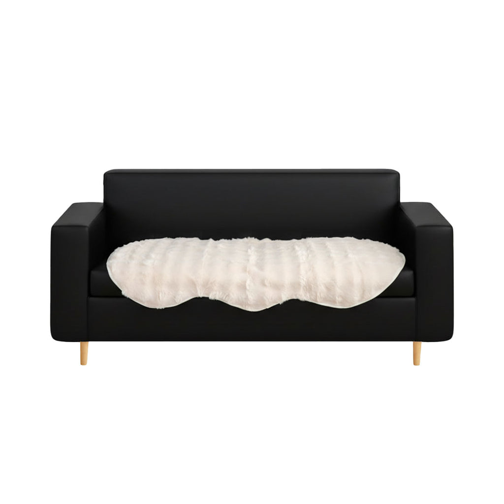 SOGA Three-seater Cream Faux Fur Throw Blanket 90x210cm Polyester