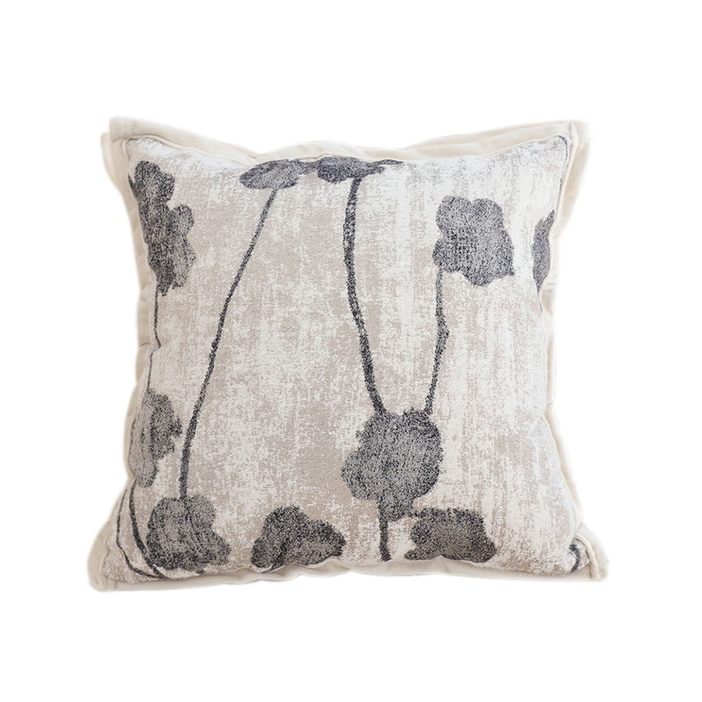 SOGA 45cm Modern Gray Floral Stem Pattern Contemporary Throw Pillow