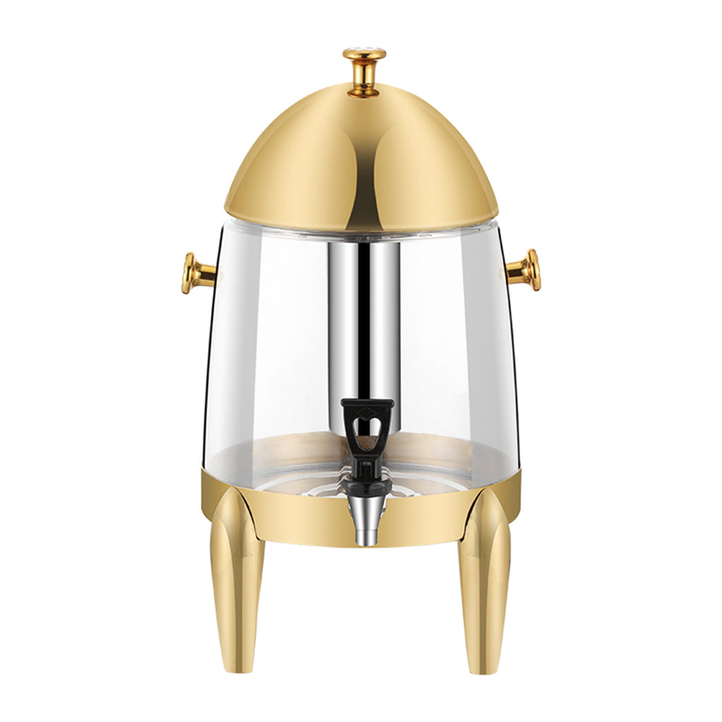 Stainless Steel 12L Beverage Dispenser with Gold Accents