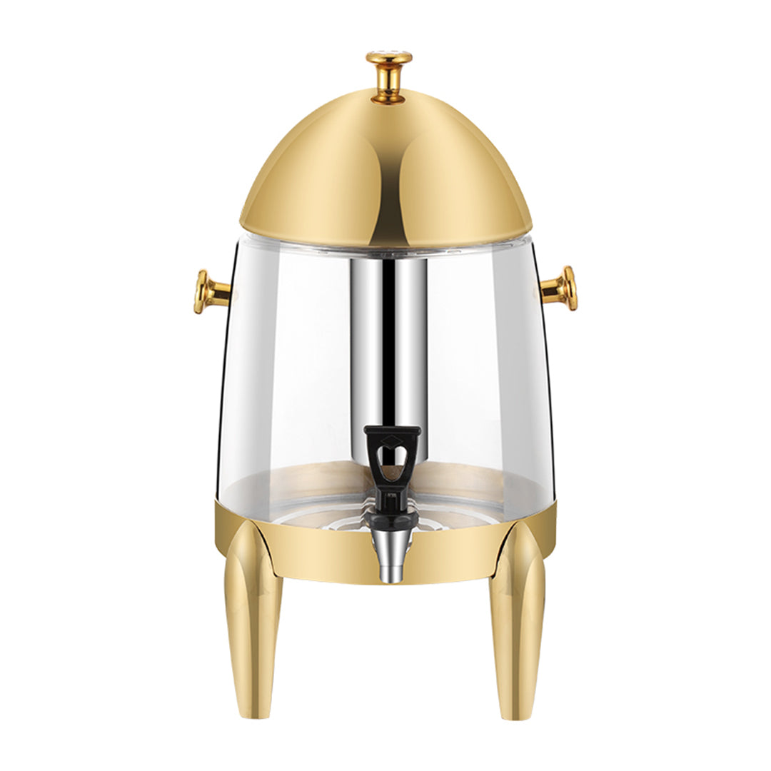 Stainless Steel 12L Beverage Dispenser with Gold Accents