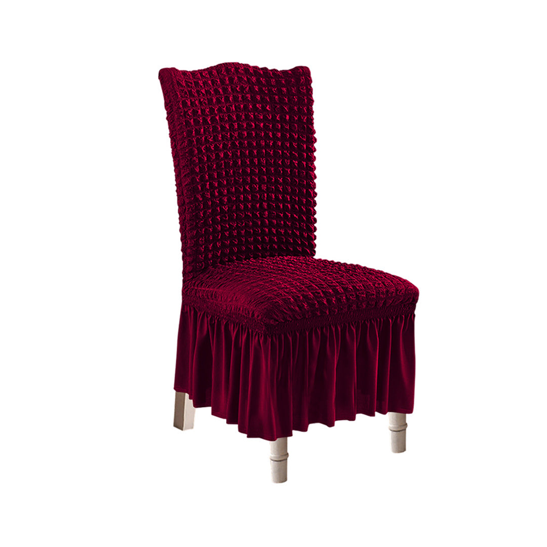 Burgundy Chair Cover Seat Protector with Ruffle Skirt