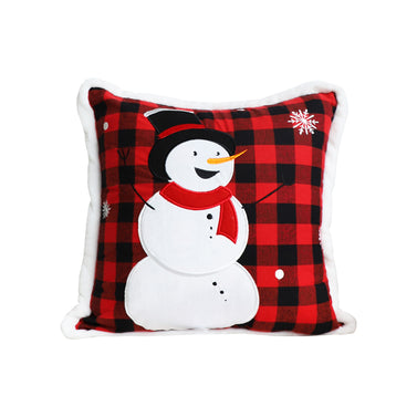 SOGA 45cm Throw Pillow Red Christmas Snowman Square Cushion