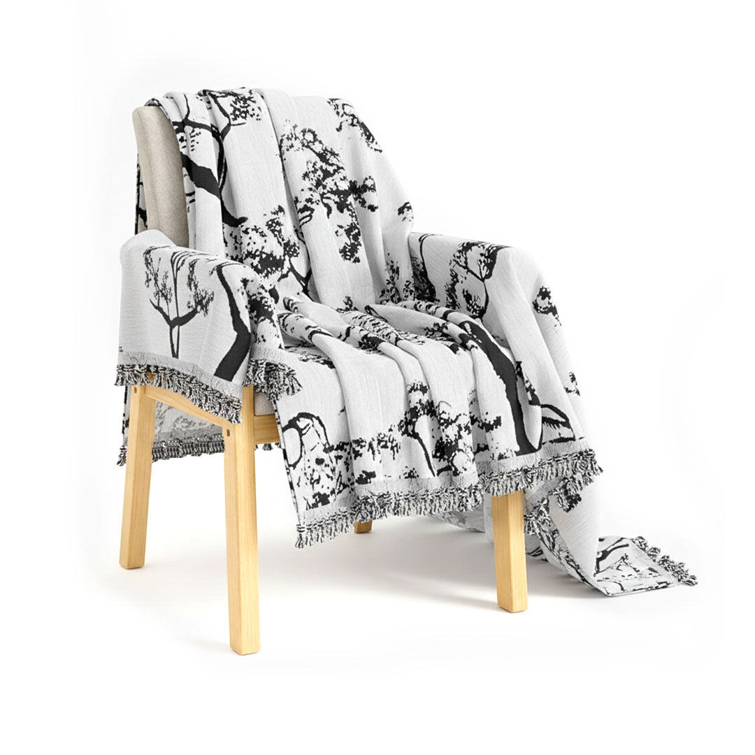 SOGA One-seater White Sofa Cover Tree Print 130x180cm Polyester