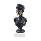 SOGA 45cm Black Resin Bust – Gold Striped Mask Home Sculpture