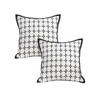 SOGA 2X 50cm Moroccan Black Cross Pattern Black Trim Throw Pillow