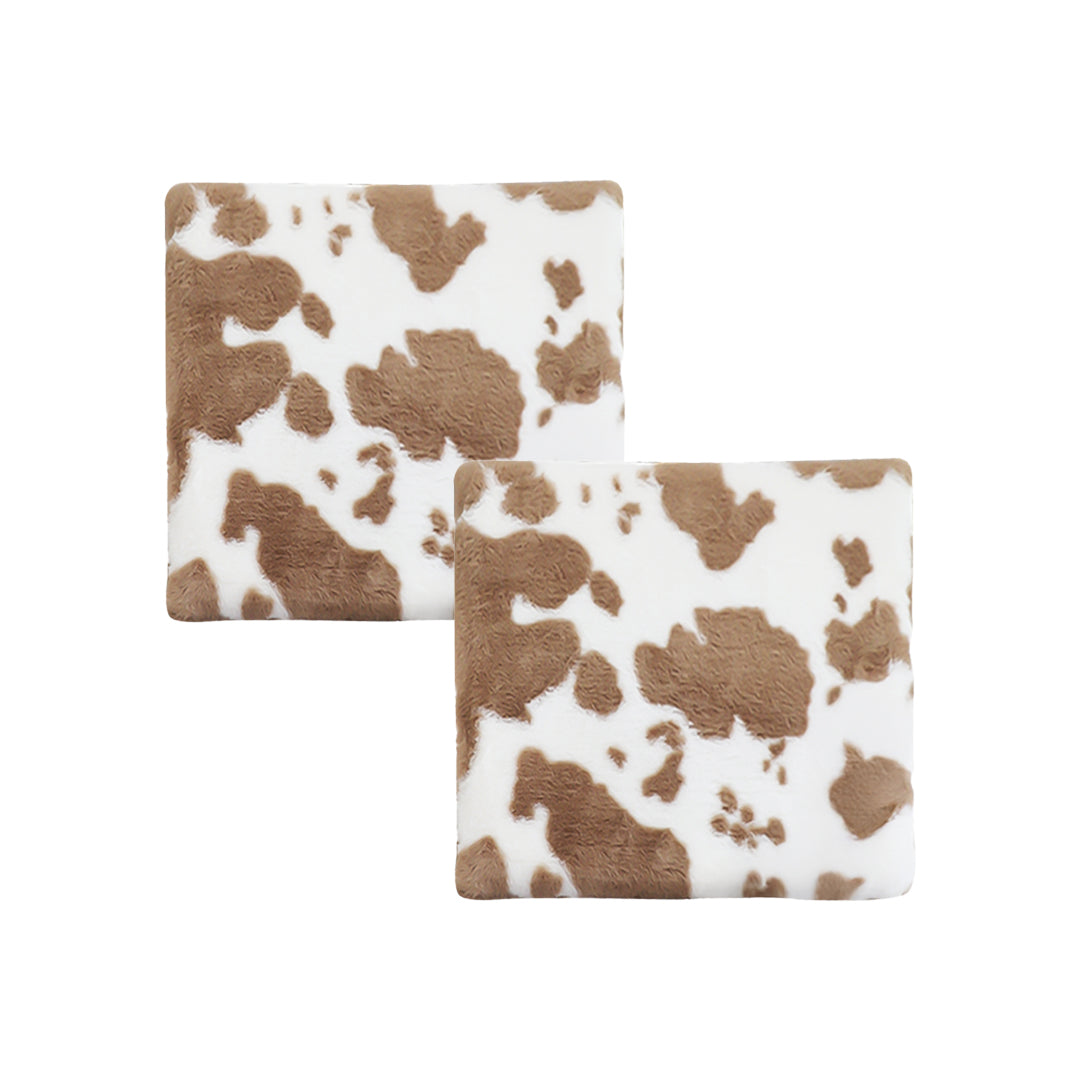 SOGA 2X 45cm Brown Cow Print Soft Leaning Plush Backrest Seat Pillow