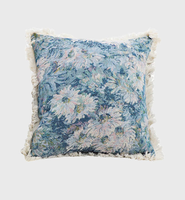 SOGA 45cm Oil Painting Shabby Chic Style Handmade Full Floral Needlepoint Throw Pillow