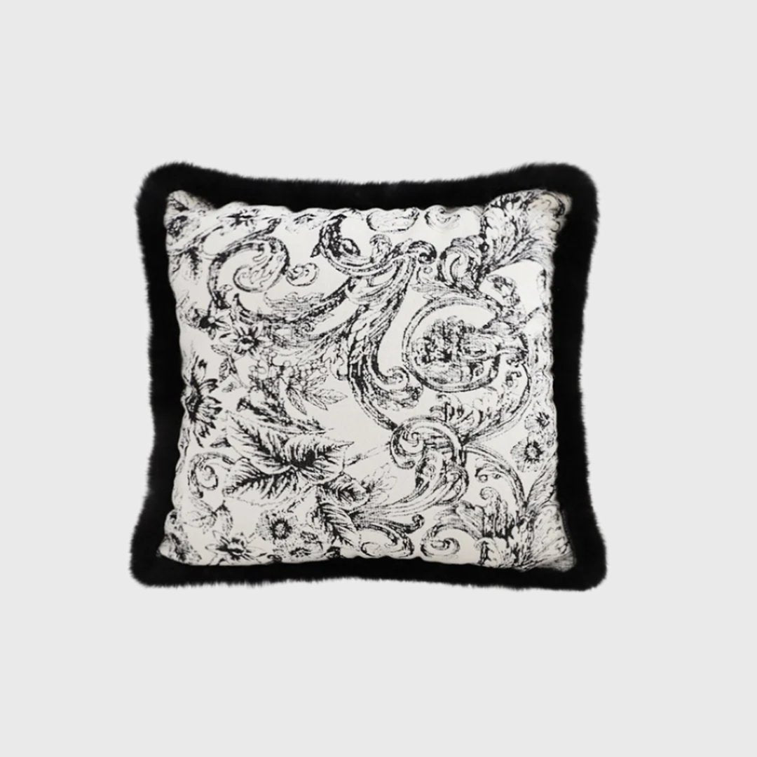 SOGA 45cm Pillow French Cover Style Floral Jacquard Woven Decorative Fringe Throw Pillow