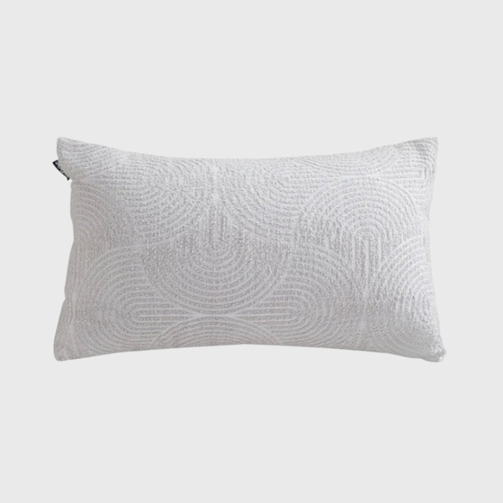 35cm Throw Pillow Off White Lumbar Embroidered
