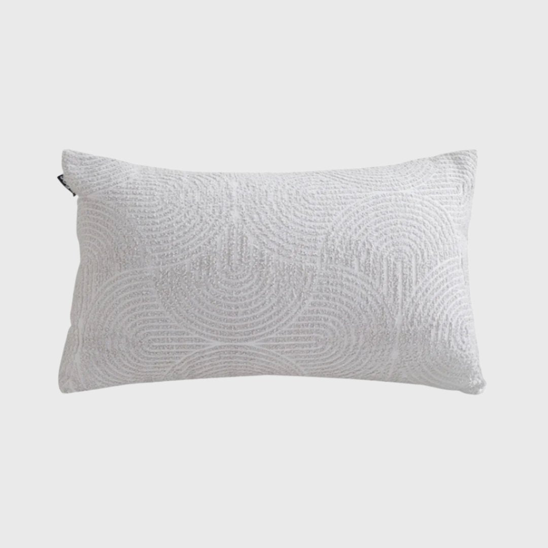 35cm Throw Pillow Off White Lumbar Embroidered