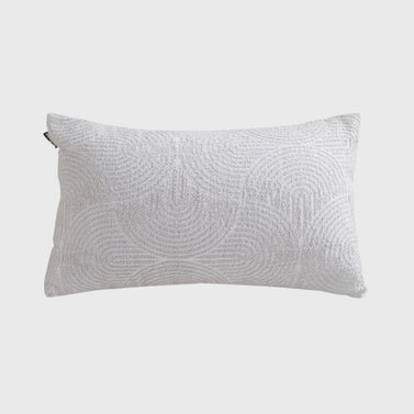 35cm Throw Pillow Off White Lumbar Embroidered