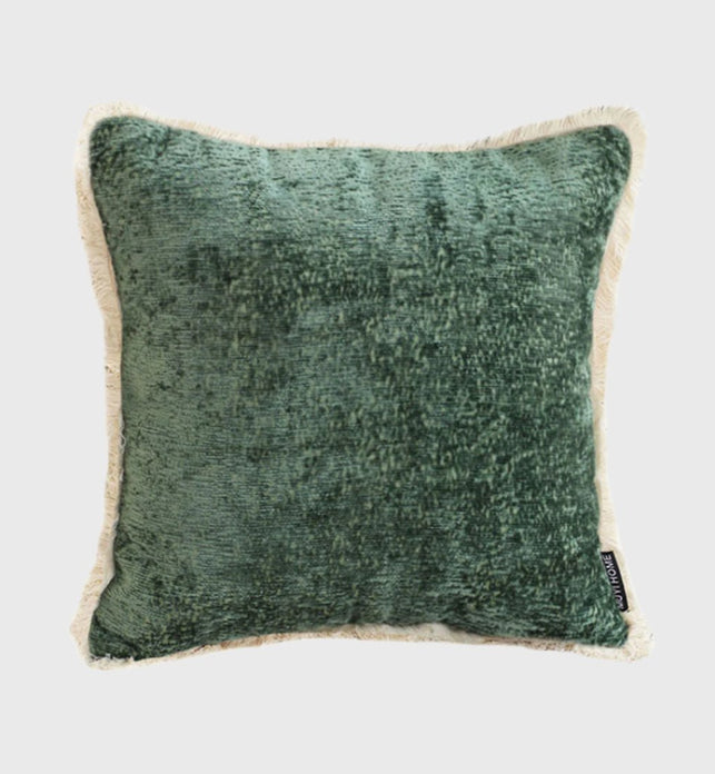 SOGA 45cm Jade Green Home aesthetic chenille texture tassel square Throw Pillow