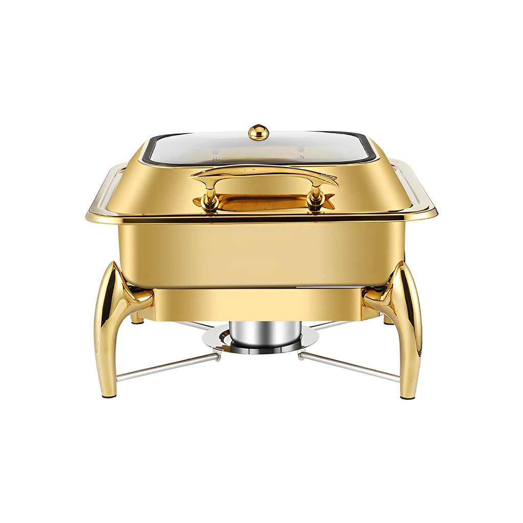 Gold Plated Square Chafing Dish with Top Lid
