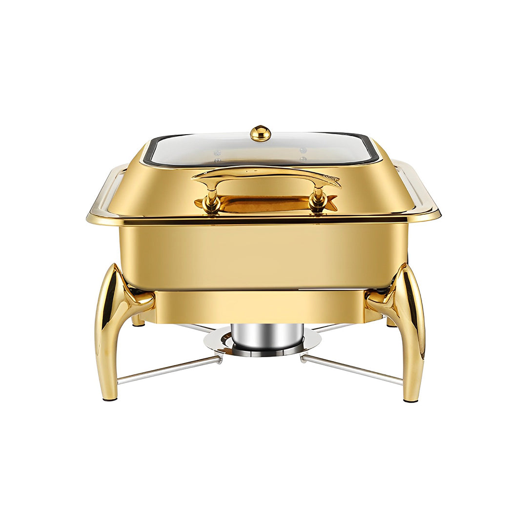 Gold Plated Square Chafing Dish with Top Lid