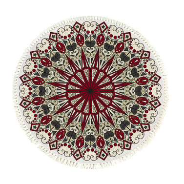 SOGA 120cm Mandala Modern Ethnic Tassel Print Anti-slip Doormat Home Decor