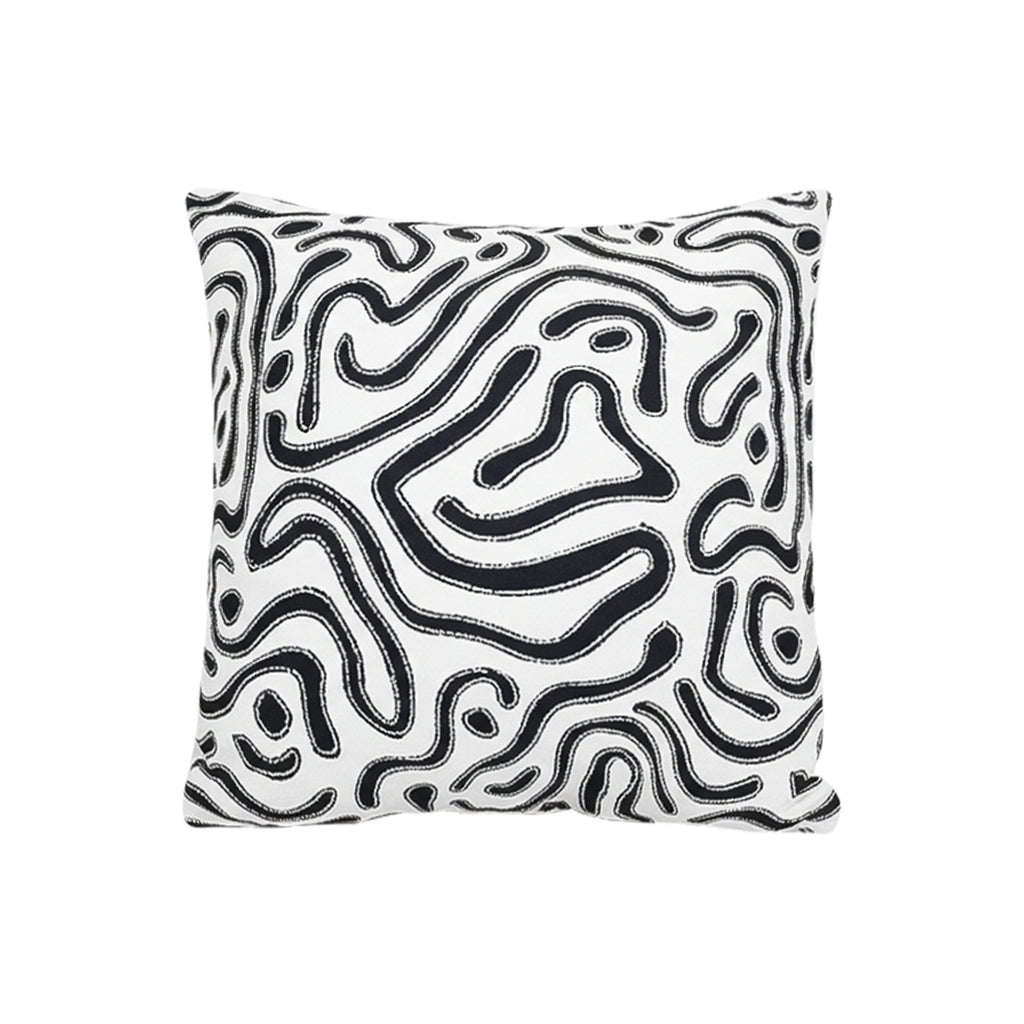 SOGA 50cm Black White Abstract Swirl Pattern Decorative Throw Pillow
