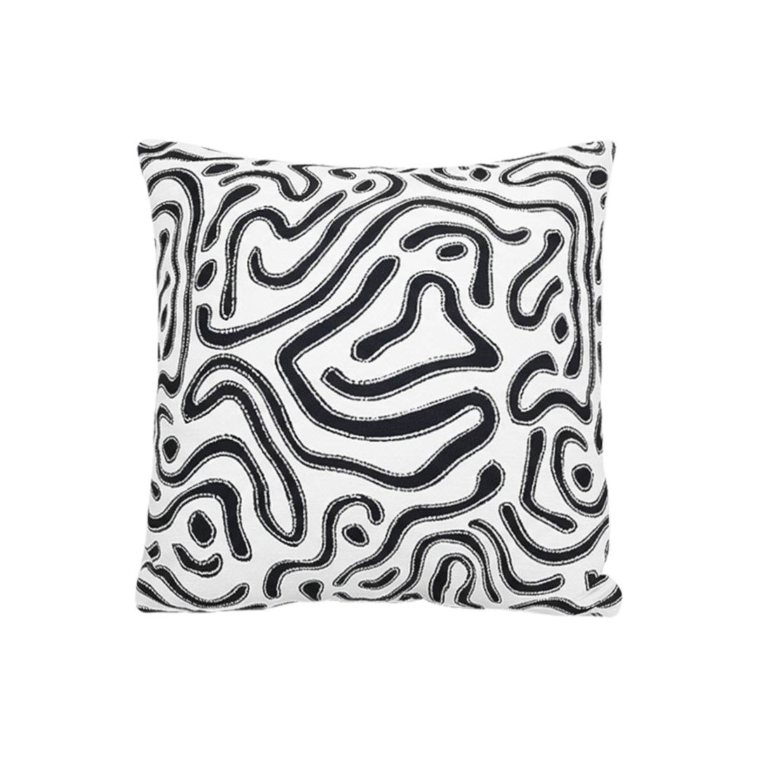 SOGA 50cm Black White Abstract Swirl Pattern Decorative Throw Pillow