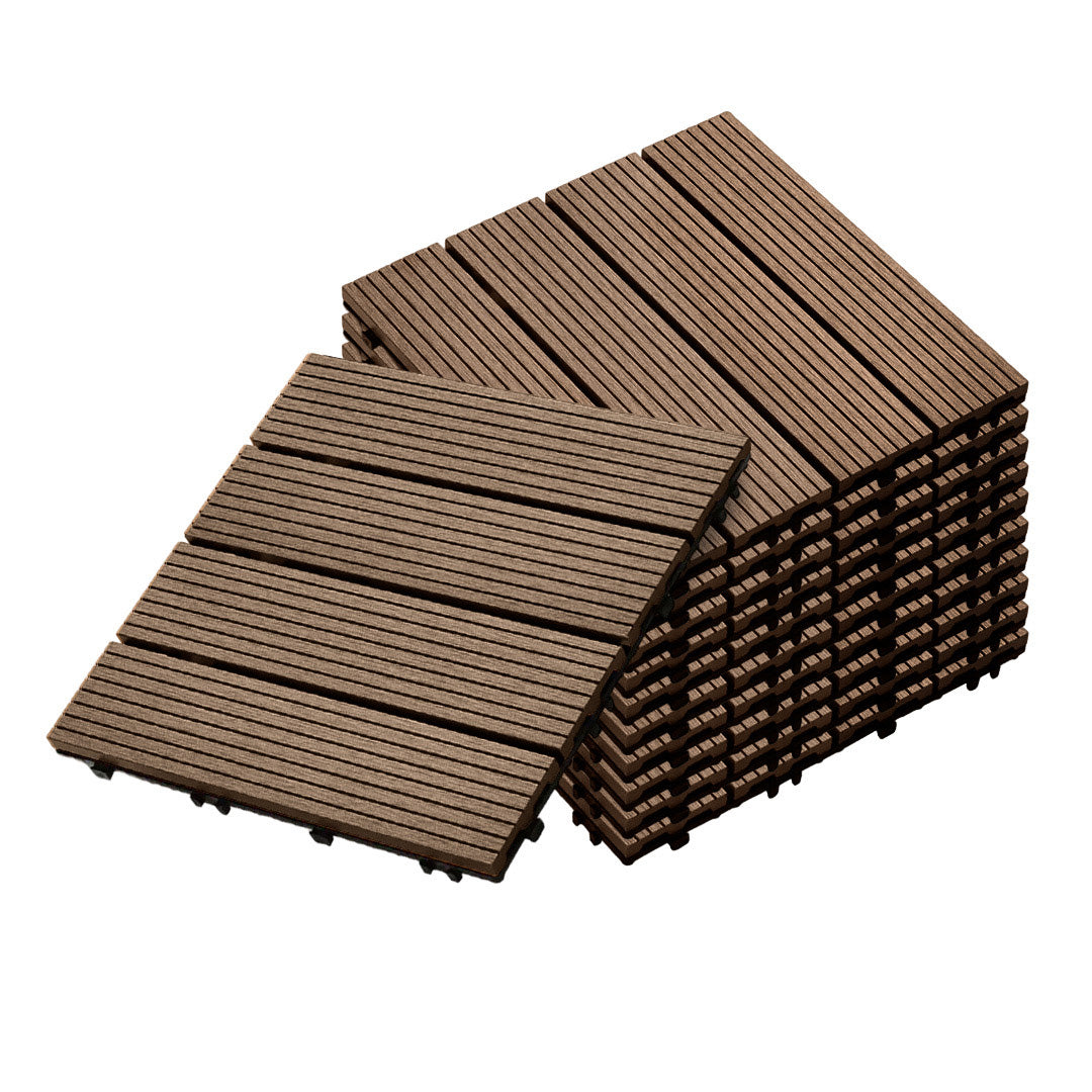 Dark Chocolate DIY Wooden Composite Decking Tiles  Set of 11