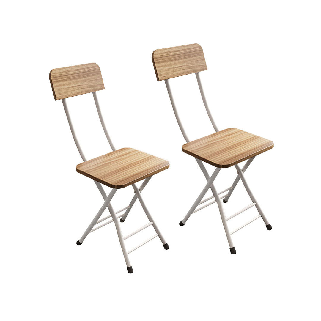 Foldable Chair Space Saving Seat Set of 2 Oak Grain
