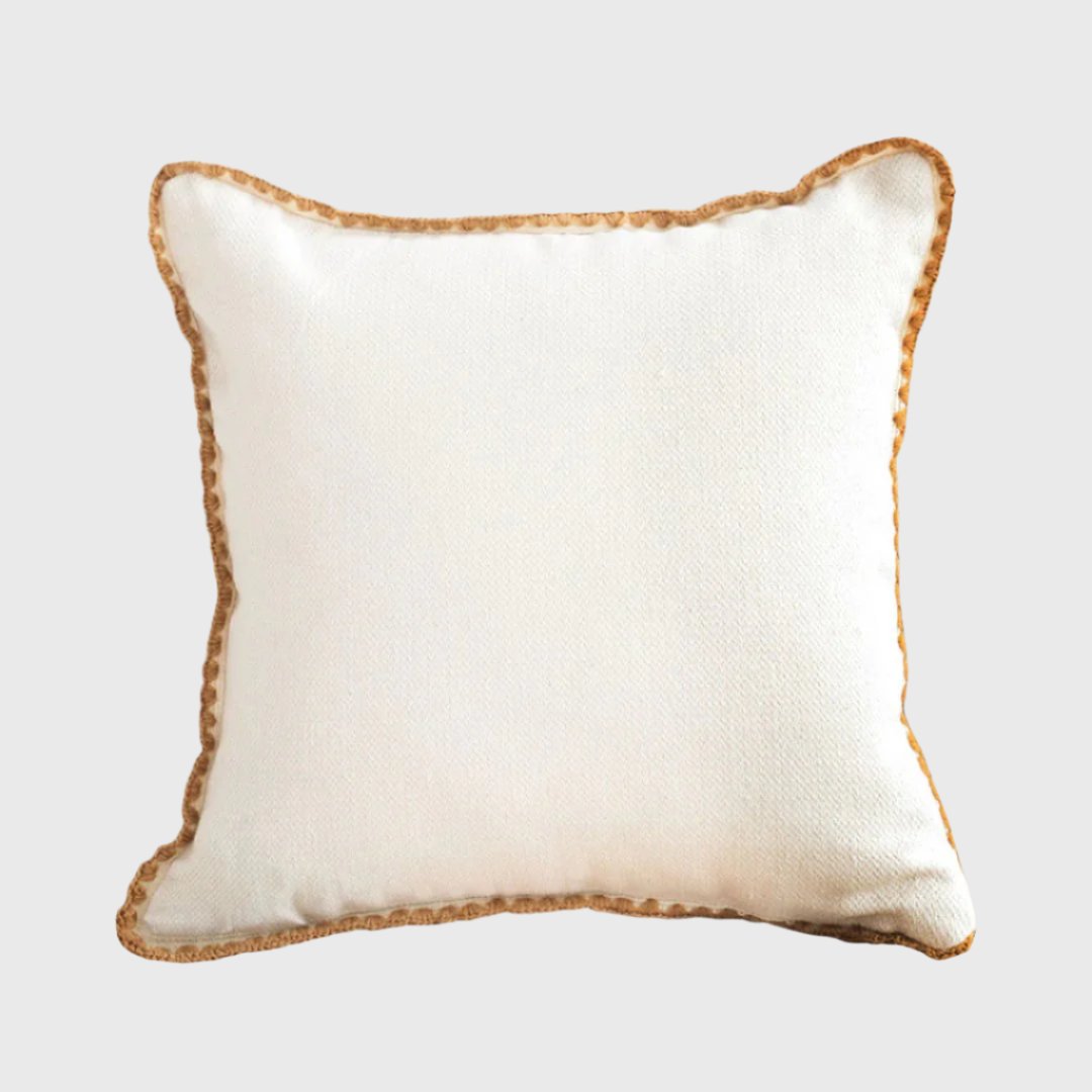 SOGA 45cm Warm Wood Tone & Apricot Shell Edged Square Throw Pillow