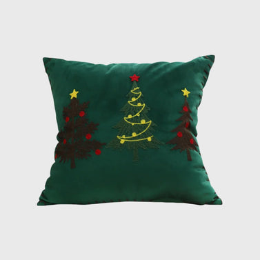 45cm Throw Pillow Green Three Embroidered Christmas Trees