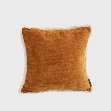 45cm Throw Pillow Sunset Orange Chenille Textured with Tassels