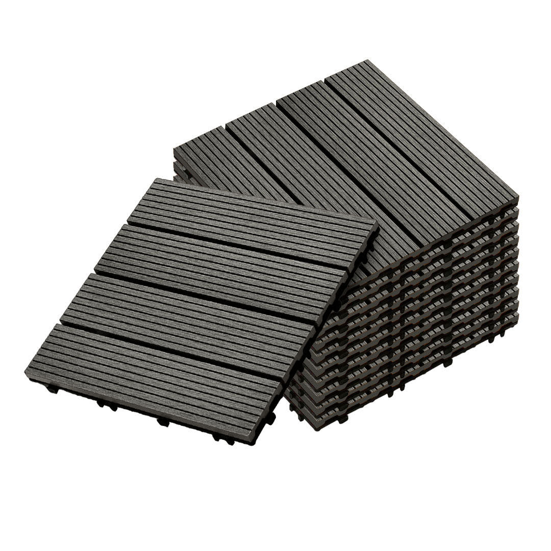 Grey DIY Wooden Composite Decking Tiles  Set of 11