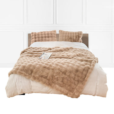 SOGA 200cm Light Camel Fur Fuzzy Super Soft and Cozy Fluffy Throw Blanket