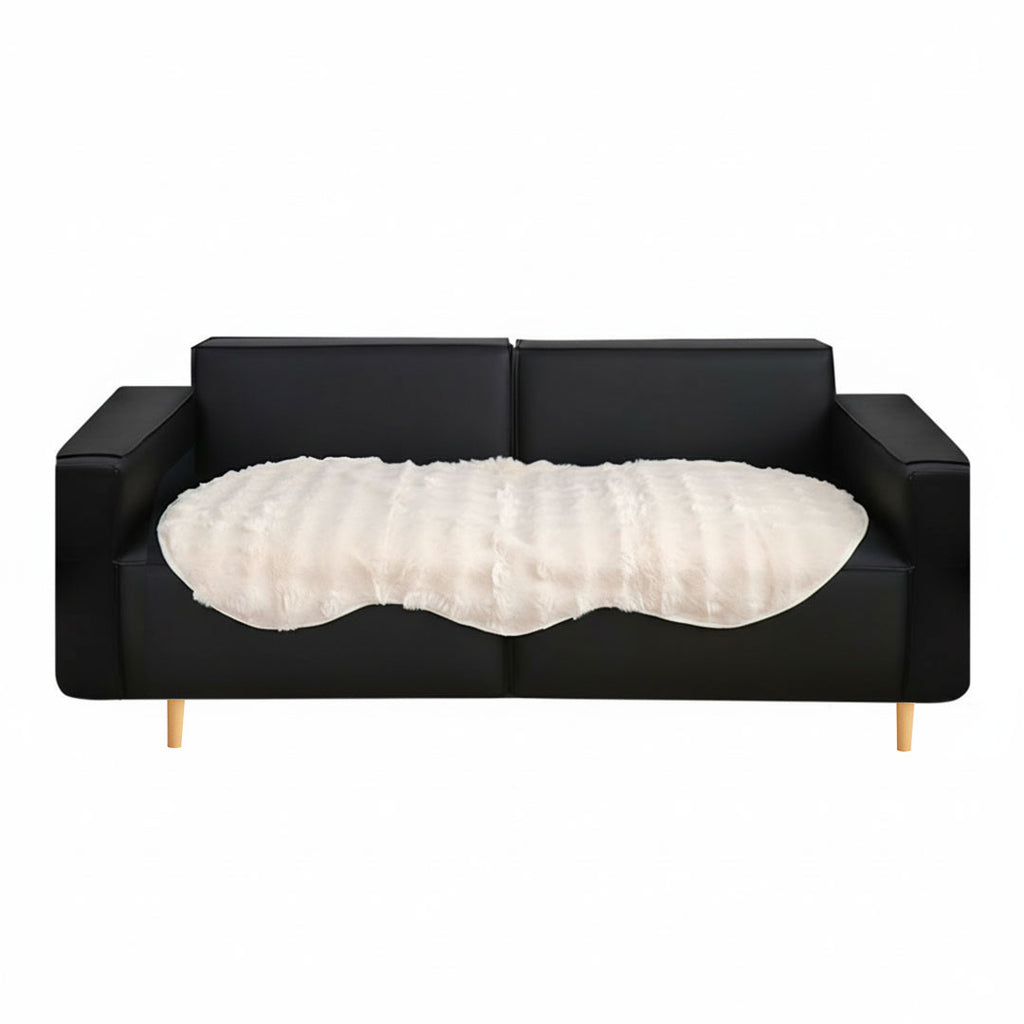 SOGA Four-seater White Faux Fur Throw Blanket 90x260cm Polyester