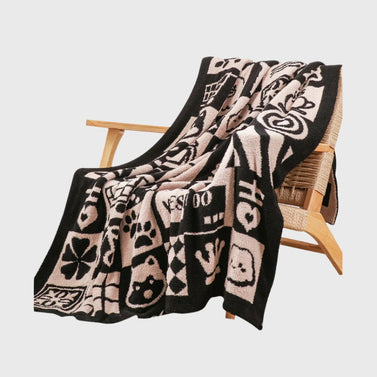 SOGA 130x160cm Throw Blanket  Black and White New Year Limited Edition