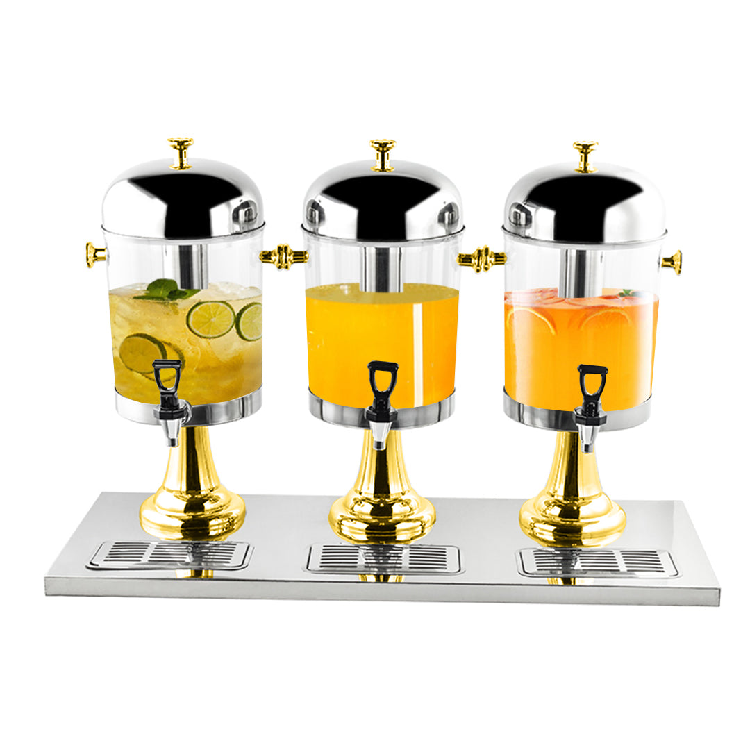 Triple Head 24L Stainless Steel Dispenser with Gold Accents