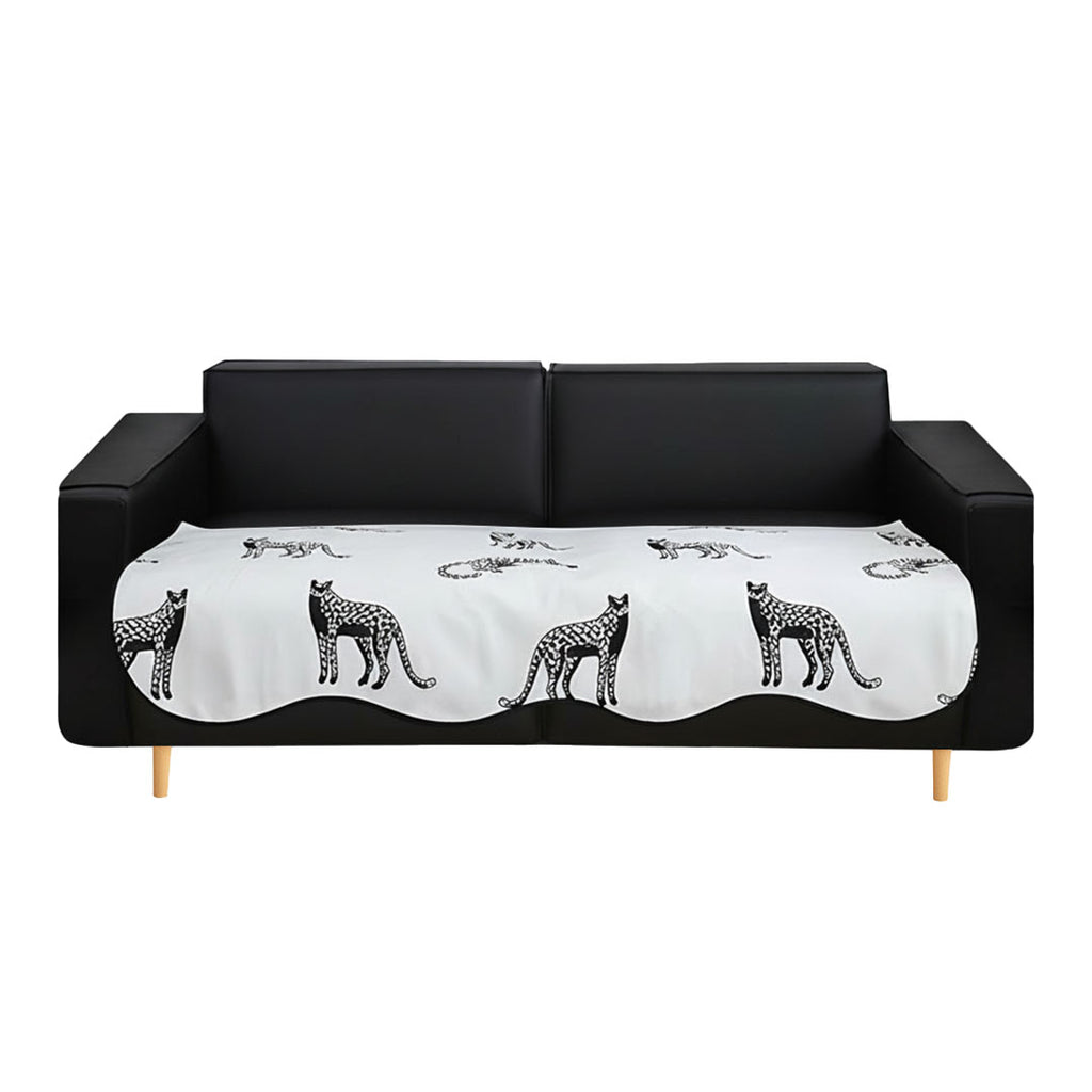 SOGA Four-Seater White Leopard Print 90x260cm Throw Blanket Sofa Cover