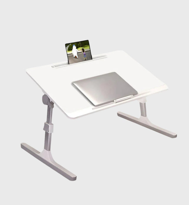 SOGA 60x40cm Portable White Adjustable Foldable Laptop and Study Table